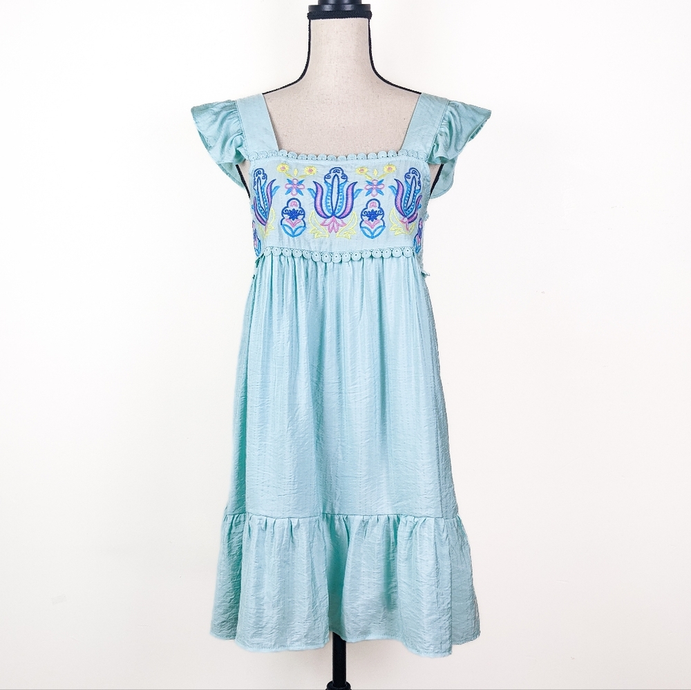 NWT Blu Pepper Embroidered Mini Sundress, Size Medium